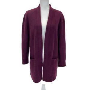 Bloomingdale’s Cashmere Long Cardigan Large Burgundy